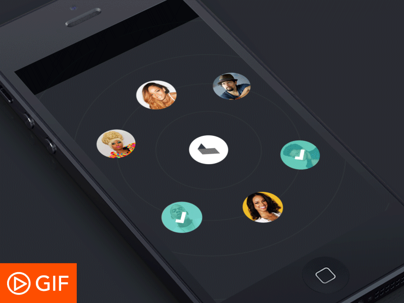 [Animation] Sent contact info airdrop animation dark flat gif interaction iphone progress select sent ui ux