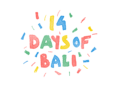 14 Days of Bali bali blue color green handlettering red yellow