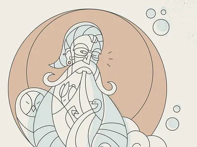 Sandman poster animals bird cardinal dream line line art man old owl poster rabbit sandman