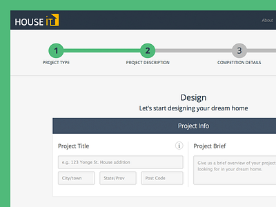 Houseit Project Description branding progress bar ui user interface webapp