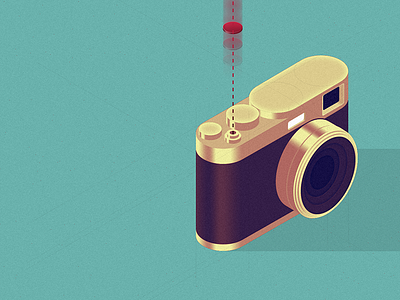 Fuji x100 camera fuji x100 gold green icon isometric purple. retro
