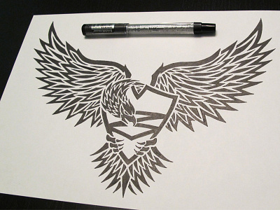 Hawk hawk print sketch