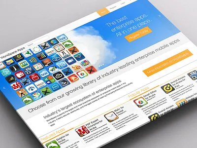 Enterprise AppStore application blue clean corporate enterprise flat homepage html5 orange store ui web