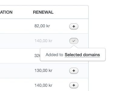 Selected domains app button check control panel domains icon plus pressed server ui web