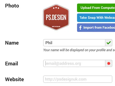 Profile Setup avatar buttons dash dashboard date grey profile roboto social sportsblog