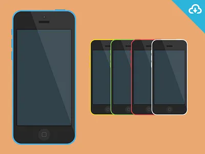 iPhone 5C [Sketch Freebie] blue download freebie green iphone iphone 5c mockup pink sketch white yellow