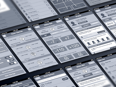 BetCast Mid-Fidelity Mockups app betting ios iphone mobile mockup mockups sports ui design ux design wireframes