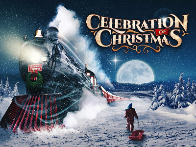 Celebration of Christmas arctic christmas express holiday illustration polar seasonal train typography xmas