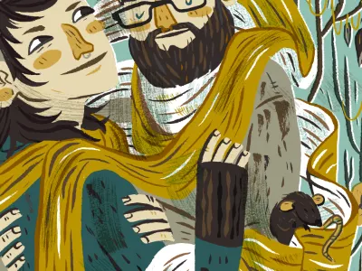 warp and weft custom digital fiber illustration loom portrait rat weaving