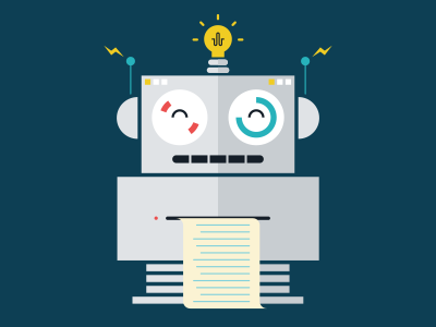 Robot Loves to Process analog clean flat happy illustration robot simple