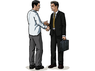 Shaking Hands art cartoon handshake illustration man standing vector