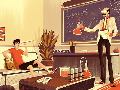 Spirit Magazine · August 2013 characters editorial illustration learning ocs orlin culture shop people retro room science spirit magazine vintage