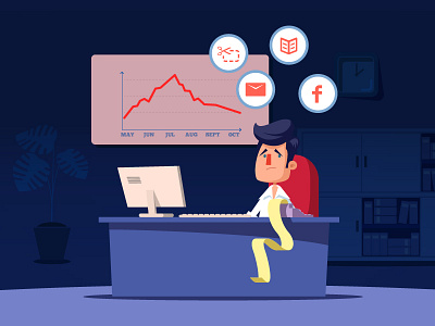 Pete's Office animation calculator character desperate graph icons office