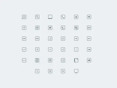 34 Thinicons Free Psd free free psd freebie icons list music phone set settings social thinicons