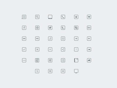 34 Thinicons Free Psd free free psd freebie icons list music phone set settings social thinicons