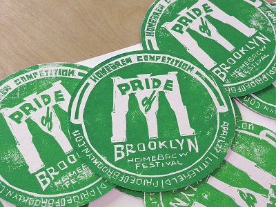 Pride Of Brooklyn Coaster block print carving coaster hand made linocut linoleum print