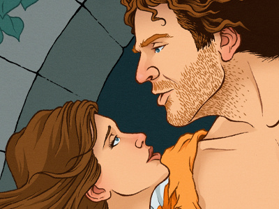 Romance digital illustration ink portrait romance