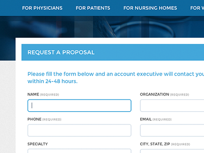 Website Form blue doctors form medical website