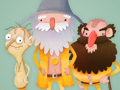 Three Gees - Jive Tolkien cartoon funny gandalf gimli gollum illustration lord of rings the tolkien