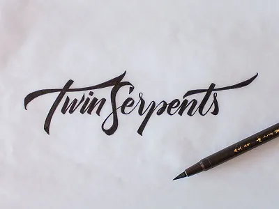 Twin Serpents – logo sketch #1 calligraphy handwritten lettering script sketch typography
