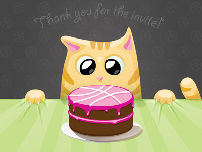 Dribbble Thanks cat invitation