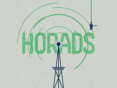 Radio goes Club brush club dj flat graphic poster radio tower vinyl