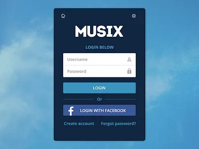 Musix login screen idea login musix ui