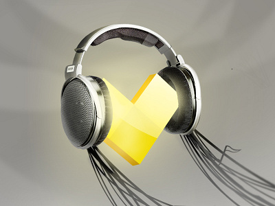 V+headphones headphones logo music v yellow