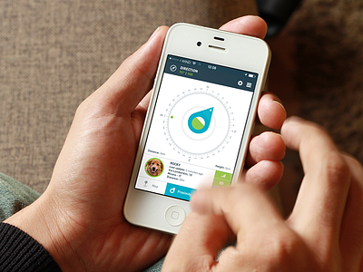 Geolocalization App - Compass section compass cyan dog geo interface ios7 map pet white