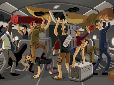 Overhead Bins design editorial illustration nytimes vector