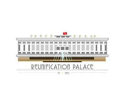Reunification Palace illustrator landmark saigon vietnam