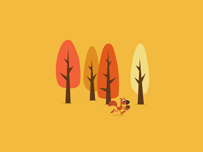 Fall fall flat illustration nuts squirrel trees vector