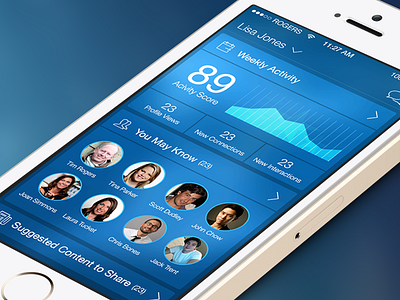 Networking App Dashboard design graph ios ios 7 ios7 mobile ui ux