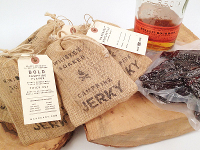 Campfire Jerky beef branding burlap hangtag houston jerky manready packaging stamp whiskey