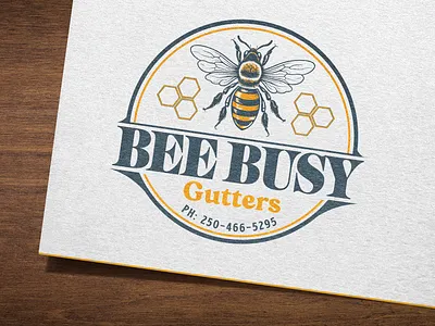 Logo Design: Bee Busy Gutters, Victoria BC branding illustration jesse ladret logo malcontent creative print vancouver island victoria bc