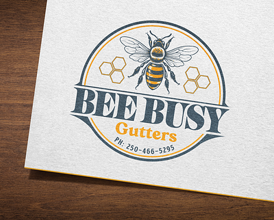 Logo Design: Bee Busy Gutters, Victoria BC branding illustration jesse ladret logo malcontent creative print vancouver island victoria bc