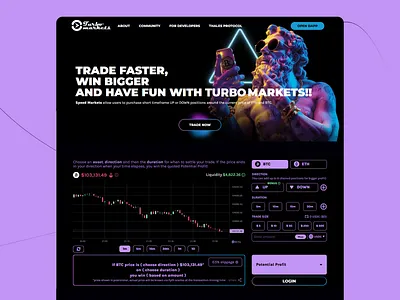 Turbo Markets - Trading Website assets blockchain chart display crypto dark theme digital assets finance tools finance website interface modern ui price chart speed trading trading trading platform turbo markets user experience ux web ui web ux website design