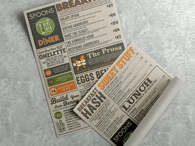 Menu Design: Spoons Diner, Victoria BC design jesse ladret malcontent creative menu design print spoons diner typeography vancouver island victoria bc