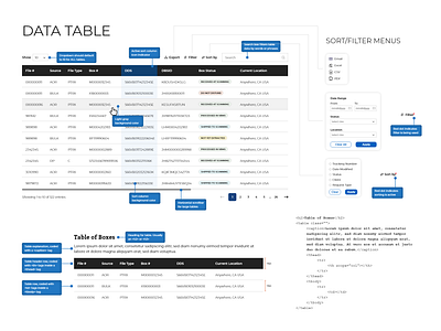 Table Specs design table ui ux