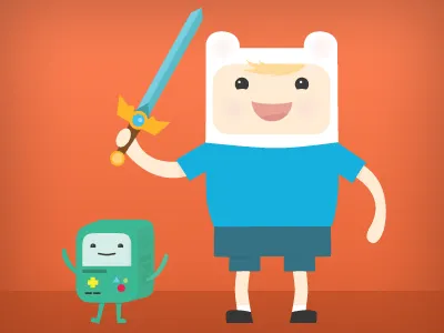 Finn + BMO adventure time baby finn cartoons fan art silly sword