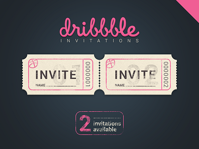 Two Dribbble Invitations! dribbble icon invite ticket