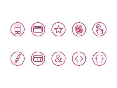 Skills Icons css html icons identity illustration interactive ios 7 layout mobile skills typography web