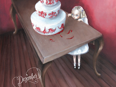 Red Velvet Girl cake illustration