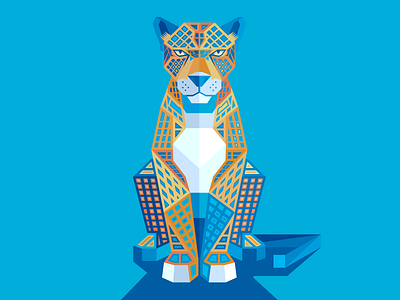 Jaguar animal blue cat geometric texture vector yellow