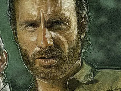 AMC The Walking Dead: Rick Grimes amc gallery show illustration portrait rick grimes the walking dead zombies