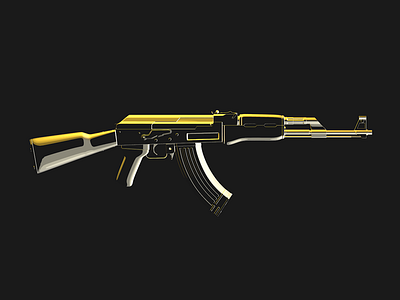 3D illustration - Golden AK 3d ak47 gold graphical gun illustration ion