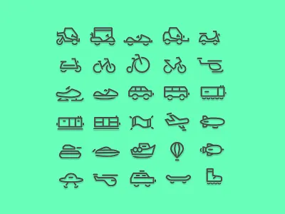 30 Transportation Linecon Set icon icon set line noun project transportation vehicle