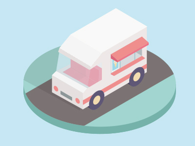 Icecream Truck cream ice isometric pastel truck vector wip