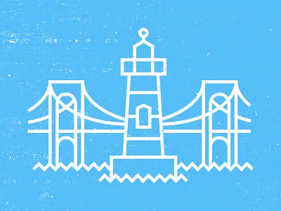 The Little Red Lighthouse bridge george washington hudson illustration lighthouse line