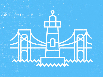 The Little Red Lighthouse bridge george washington hudson illustration lighthouse line